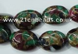 CGO38 15.5 inches 10*14mm oval gold multi-color stone beads