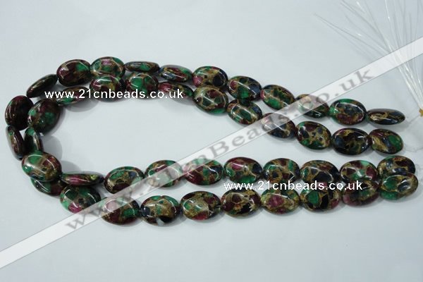 CGO38 15.5 inches 10*14mm oval gold multi-color stone beads
