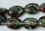 CGO39 15.5 inches 12*16mm oval gold multi-color stone beads