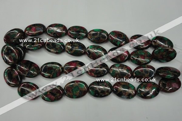 CGO42 15.5 inches 18*25mm oval gold multi-color stone beads