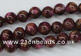 CGO53 15.5 inches 8mm round gold red color stone beads