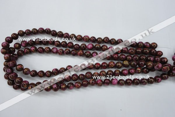 CGO53 15.5 inches 8mm round gold red color stone beads