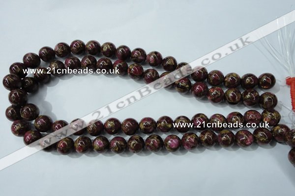 CGO54 15.5 inches 10mm round gold red color stone beads