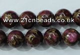 CGO55 15.5 inches 12mm round gold red color stone beads