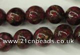 CGO56 15.5 inches 14mm round gold red color stone beads