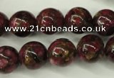 CGO58 15.5 inches 18mm round gold red color stone beads