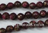 CGO62 15.5 inches 6mm faceted round gold red color stone beads