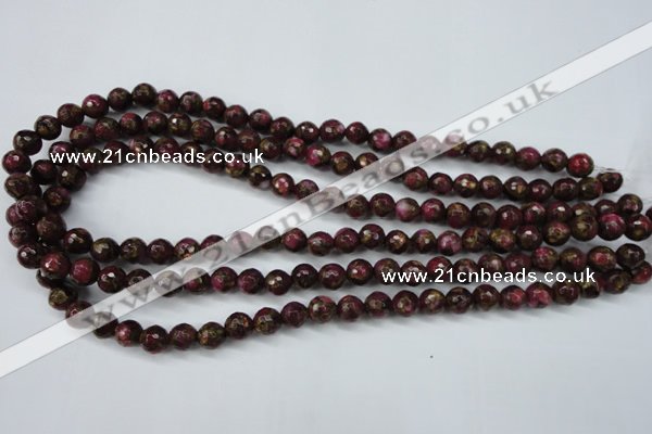 CGO62 15.5 inches 6mm faceted round gold red color stone beads