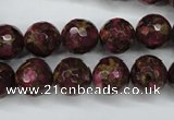 CGO65 15.5 inches 12mm faceted round gold red color stone beads
