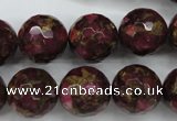 CGO69 15.5 inches 20mm faceted round gold red color stone beads