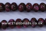 CGO72 15.5 inches 8*12mm rondelle gold red color stone beads