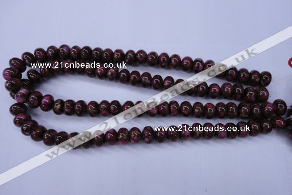 CGO72 15.5 inches 8*12mm rondelle gold red color stone beads