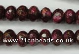 CGO75 15.5 inches 8*12mm faceted rondelle gold red color stone beads