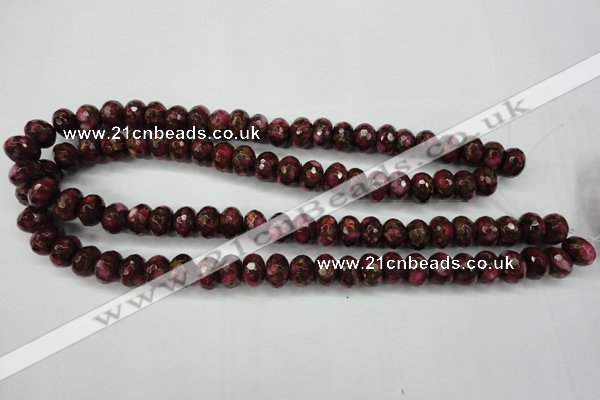 CGO75 15.5 inches 8*12mm faceted rondelle gold red color stone beads