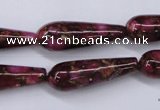 CGO78 15.5 inches 8*20mm teardrop gold red color stone beads