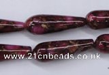 CGO79 15.5 inches 10*30mm teardrop gold red color stone beads
