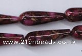 CGO80 15.5 inches 12*40mm teardrop gold red color stone beads