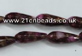 CGO82 15.5 inches 8*20mm faceted teardrop gold red color stone beads