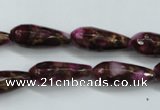 CGO84 15.5 inches 12*40mm faceted teardrop gold red color stone beads