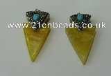 CGP101 30*55mm arrowhead agate gemstone pendants wholesale