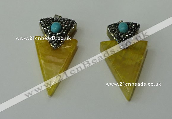 CGP101 30*55mm arrowhead agate gemstone pendants wholesale