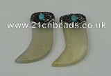 CGP120 25*58mm horn agate gemstone pendants wholesale