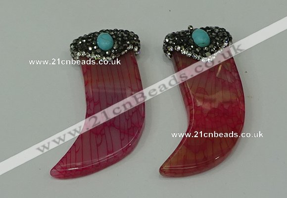 CGP123 25*58mm horn agate gemstone pendants wholesale