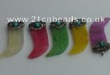 CGP128 25*58mm horn agate gemstone pendants wholesale