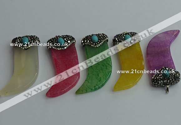 CGP128 25*58mm horn agate gemstone pendants wholesale