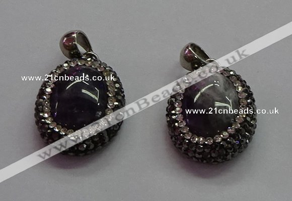 CGP1510 18*25mm oval amethyst gemstone pendants wholesale