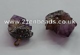 CGP1529 30*40mm - 40*45mm faceted nuggets druzy amethyst pendants