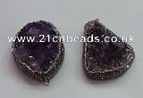 CGP1538 30*40mm - 35*45mm freeform druzy amethyst pendants