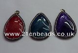 CGP1547 40*60mm flat teardrop agate pendants wholesale