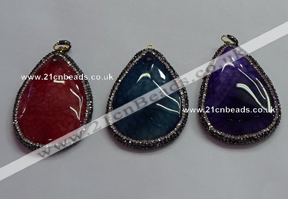 CGP1547 40*60mm flat teardrop agate pendants wholesale