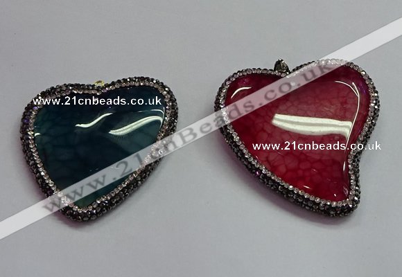 CGP1549 48*50mm - 50*55mm heart agate pendants wholesale