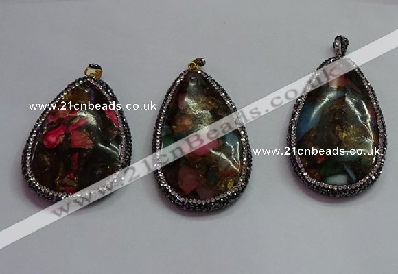 CGP1563 35*65mm - 40*55mm flat teardrop sea sediment jasper pendants