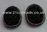 CGP1571 40*50mm carved black obsidian pendants wholesale