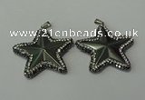 CGP158 40*40mm star hematite gemstone pendants wholesale