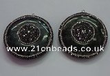 CGP1580 45mm coin labradorite gemstone pendants wholesale