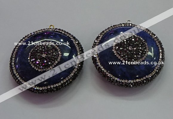 CGP1581 45mm coin sodalite gemstone pendants wholesale