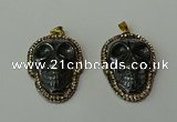 CGP159 25*35mm skull hematite gemstone pendants wholesale