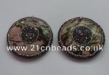 CGP1592 55mm coin rhodonite gemstone pendants wholesale