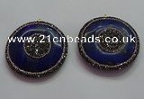 CGP1593 55mm coin lapis lazuli gemstone pendants wholesale