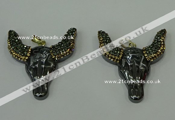 CGP162 40*50mm ox-head hematite gemstone pendants wholesale