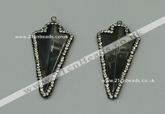 CGP163 22*45mm arrowhead hematite gemstone pendants wholesale