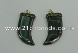 CGP166 22*55mm horn hematite gemstone pendants wholesale