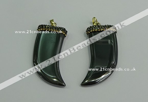 CGP166 22*55mm horn hematite gemstone pendants wholesale