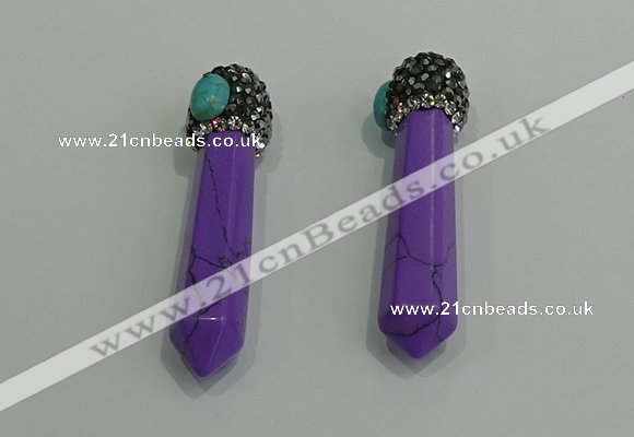 CGP170 10*55mm sticks turquoise gemstone pendants wholesale