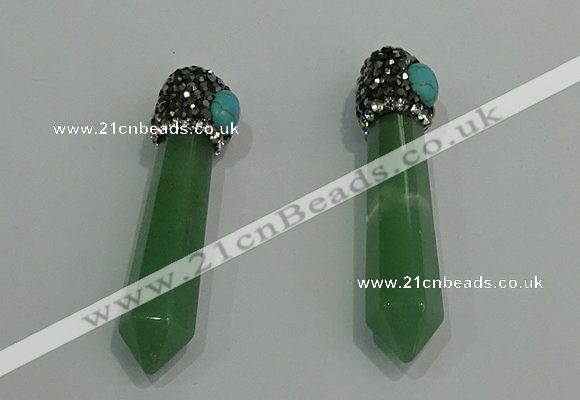 CGP188 10*55mm sticks green aventurine pendants wholesale