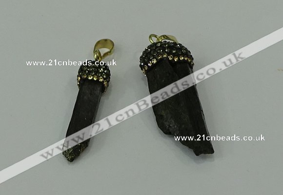 CGP205 6*30mm - 15*40mm sticks black tourmaline pendants